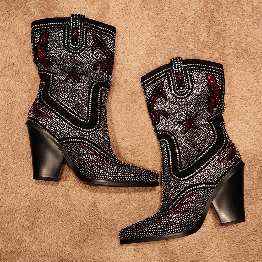 AZALEA WANG HYPE ME UP RHINESTONE CHUNKY HEEL - Picture 5 of 8